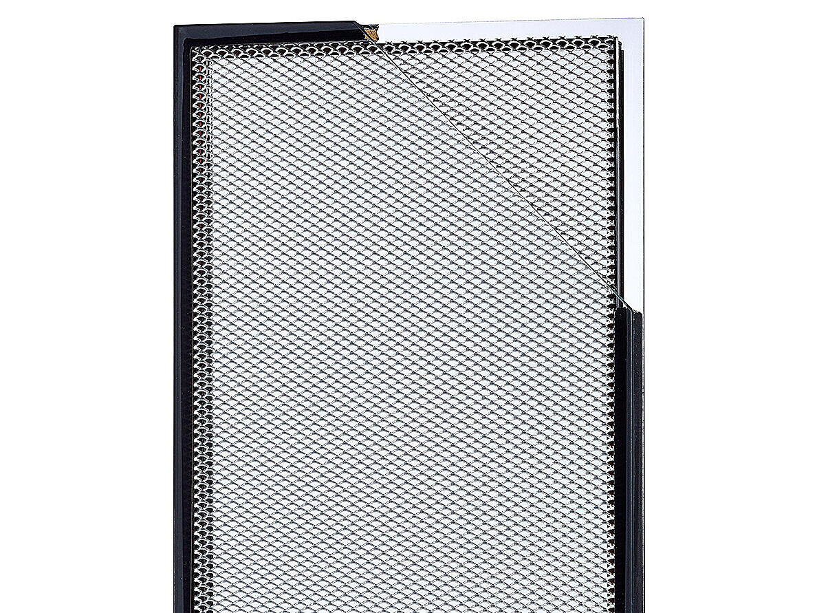 OKATECH Aluminum specimen, expanded aluminum mesh IGU panel, bright silver finish